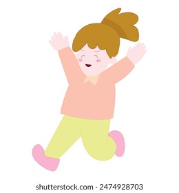 Happy Cartoon Girl Jumping with Joy Vector Illustration EPS10