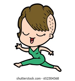 happy cartoon girl running