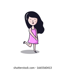 Happy Cartoon Girl Vector Illustration