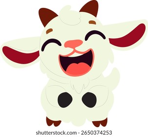 Feliz Desenho Animado Goat Rindo mão desenhada