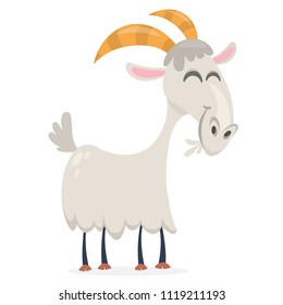 Happy cartoon goat. Vector clip art illustration with simple gradients