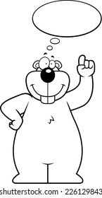 A happy cartoon gopher thinking and smiling.