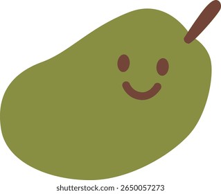 Happy Cartoon Green Fruit Character Illustration with a Friendly Smile