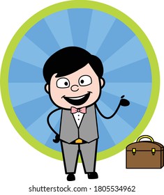 Happy Cartoon Groom Presenting Vector Illustration Design
