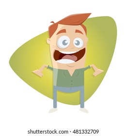 happy cartoon guy with green background