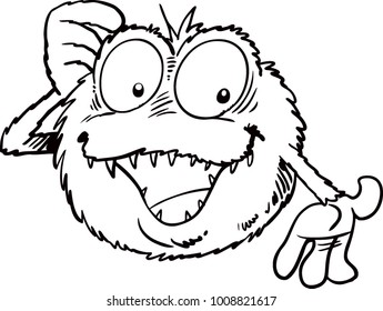 Happy cartoon hairy monster