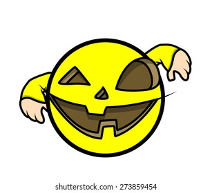 Happy Cartoon Halloween Pumpkin Character Face