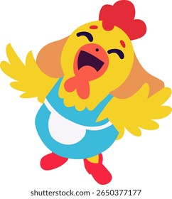 Happy Cartoon Hen Apron hand drawn
