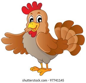 Gallina de caricatura feliz - ilustración vectorial.