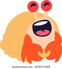Happy Cartoon Hermit Crab hand drawn