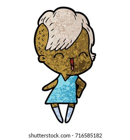 happy cartoon hipster girl