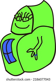 Happy cartoon house with glasses
