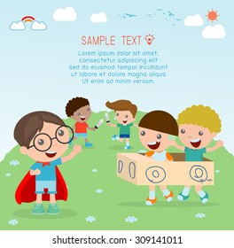 happy cartoon kids, Kids playing , kid playing and lifestyle,  happy child, vector illustration, kids at playground, kids time.isolated on white background, Vector Illustration.
