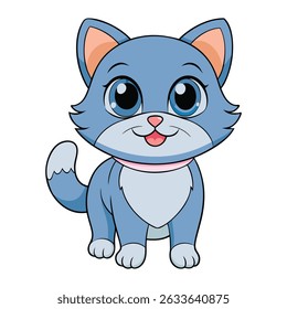 Happy Cartoon Kitty Whimsical Cat Clipart