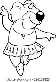 A happy cartoon koala ballerina in a tutu.