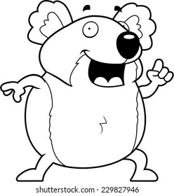 A happy cartoon koala with an idea.