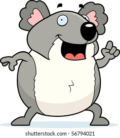 A happy cartoon koala with an idea.