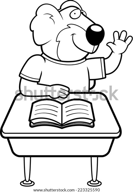 Happy Cartoon Koala Student Desk Stock Image Download Now