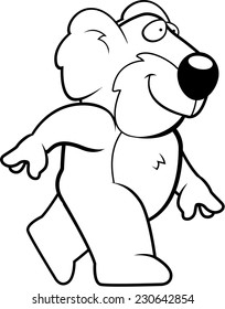 A happy cartoon koala walking and smiling.