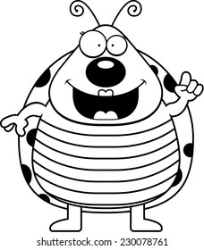A happy cartoon ladybug with an idea.