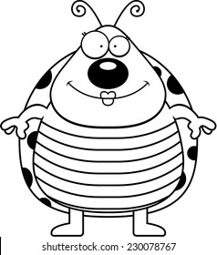 A happy cartoon ladybug standing and smiling.