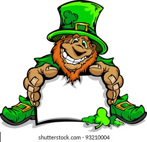 Happy Cartoon Leprechaun on St Patricks Day Holiday Vector Illustration