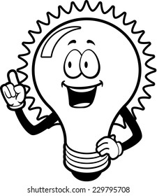 A happy cartoon light bulb with an idea.