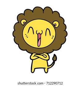 león de caricatura feliz