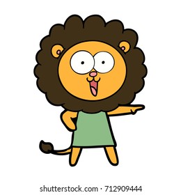 león de caricatura feliz