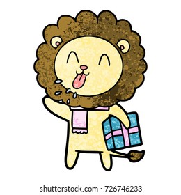 león de caricatura feliz
