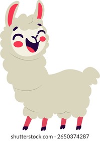 Happy Cartoon Llama Illustration hand drawn