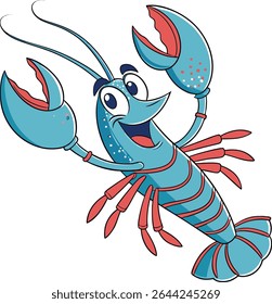 Ilustração de personagem de lagosta de desenho animado feliz
