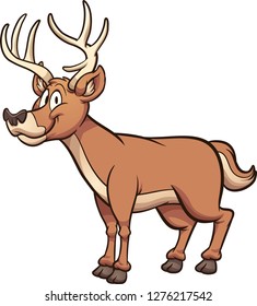 Happy cartoon male deer. Vector clip art illustration with simple gradients. All in a single layer.
