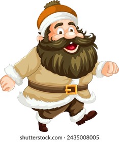 Happy cartoon man with a big beard smiling.