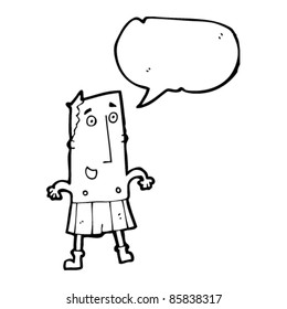 happy cartoon man in boxer shorts with speech bubble