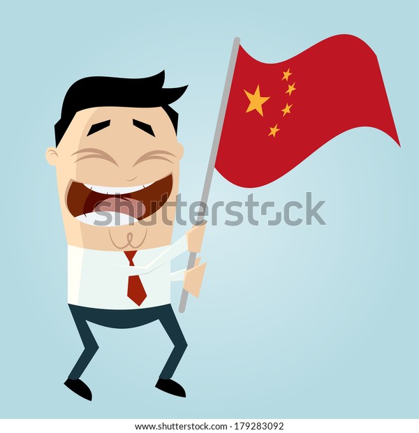 Happy Cartoon Man Chinese Flag Stock Vector (Royalty Free) 179283092 ...