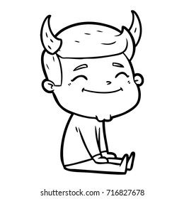 caricaturista feliz con cuernos del diablo