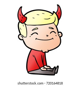 happy cartoon man with devil horns