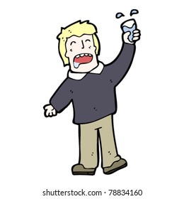 happy cartoon man drinking