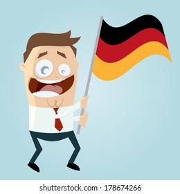 happy cartoon man with german flag