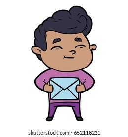 caricaturista feliz con regalo