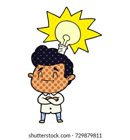 happy cartoon man with idea