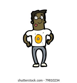 happy cartoon  man in numeral zero shirt