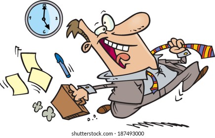 happy cartoon man at quitting time