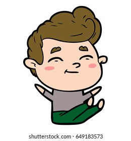 happy cartoon man sitting