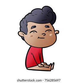 happy cartoon man sitting