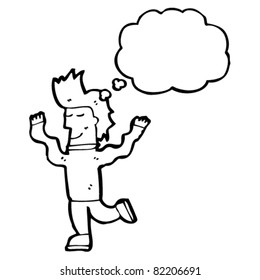 happy cartoon man skipping