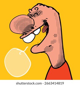 Hombre feliz de la historieta y una burbuja del discurso, Ilustración vectorial del estilo de la historieta