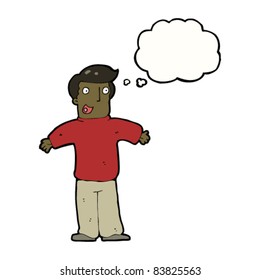 happy cartoon man with thought bubble