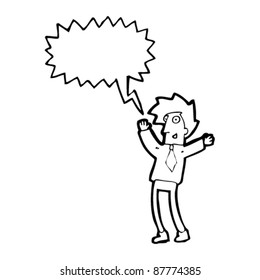 happy cartoon man in tie shouting